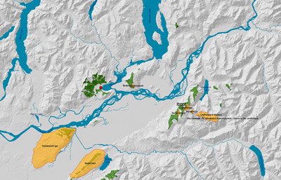 Map of the region around Sqewlets marked with important cultural places.